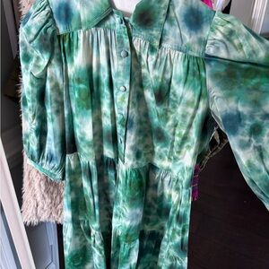 HUNTER BELL Aqua Tie-Dye Maxi Dress